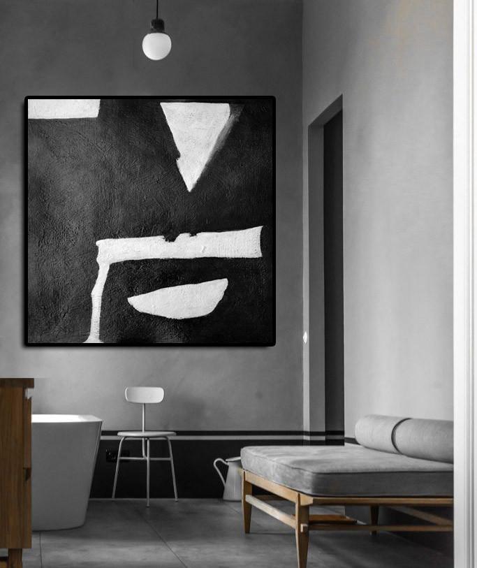 Minimal Black and White Painting #MN29A - Click Image to Close